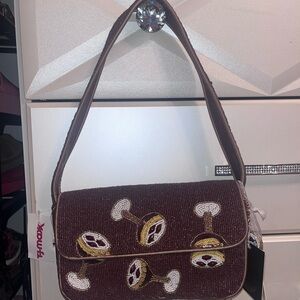 **NWT**T.J.Maxx Brown Espresso Martini Beaded Shoulder Bag